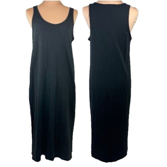GAP Midi Tank Dress Size PM Black Scoop Neck Sundress Cotton Beachy NWOT - Picture 1 of 11